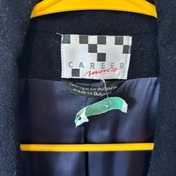 Career Moves Vintage Women's Black Wool and Cashmere Blazer SZ 11-12, 1980s - Picture 4 of 9